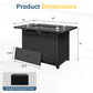 Royalcraft 2 in 1 Propane Fire Pit Table, 50000 BTU Gas Fire Pits Table with Removable Lid, Lava Rock and Cover, Rectangular Fire Table for Dining or Party on Patio, Garden, Yard, 43'', Black