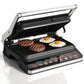 3-in-1 Electric Grill Indoor, Panini Press & Sandwich Maker with Removable Plates, 1600W, 8 Cooking Modes, 180¡ã Flat Opening, Adjustable Temp, Ceramic Nonstick Dishwasher Safe, Stainless Steel