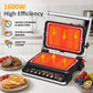 3-in-1 Electric Grill Indoor, Panini Press & Sandwich Maker with Removable Plates, 1600W, 8 Cooking Modes, 180¡ã Flat Opening, Adjustable Temp, Ceramic Nonstick Dishwasher Safe, Stainless Steel