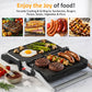 3-in-1 Electric Grill Indoor, Panini Press & Sandwich Maker with Removable Plates, 1600W, 8 Cooking Modes, 180¡ã Flat Opening, Adjustable Temp, Ceramic Nonstick Dishwasher Safe, Stainless Steel