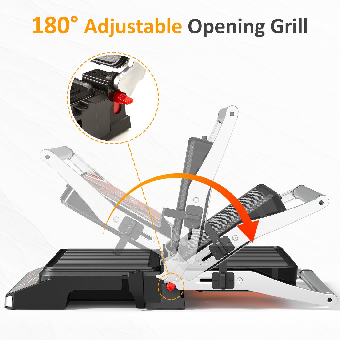 3-in-1 Electric Grill Indoor, Panini Press & Sandwich Maker with Removable Plates, 1600W, 8 Cooking Modes, 180¡ã Flat Opening, Adjustable Temp, Ceramic Nonstick Dishwasher Safe, Stainless Steel