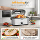 Heynemo 24 QT Electric Roaster Oven with 3 Compartments, Self-Basting Lid, Silver