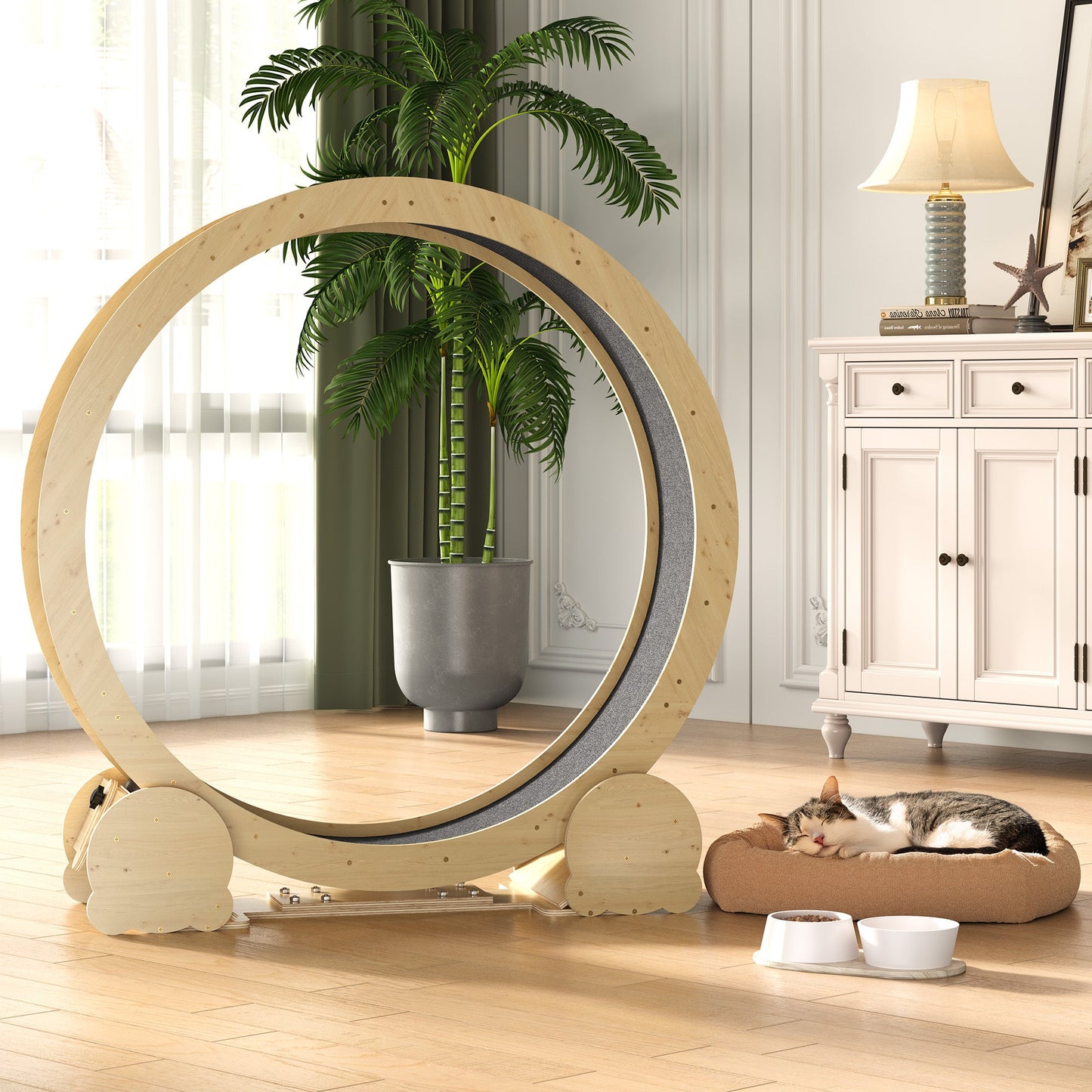 Keygarzone Cat Exercise Wheel for Indoor Cats – 46" Running Treadmill with Felt Track