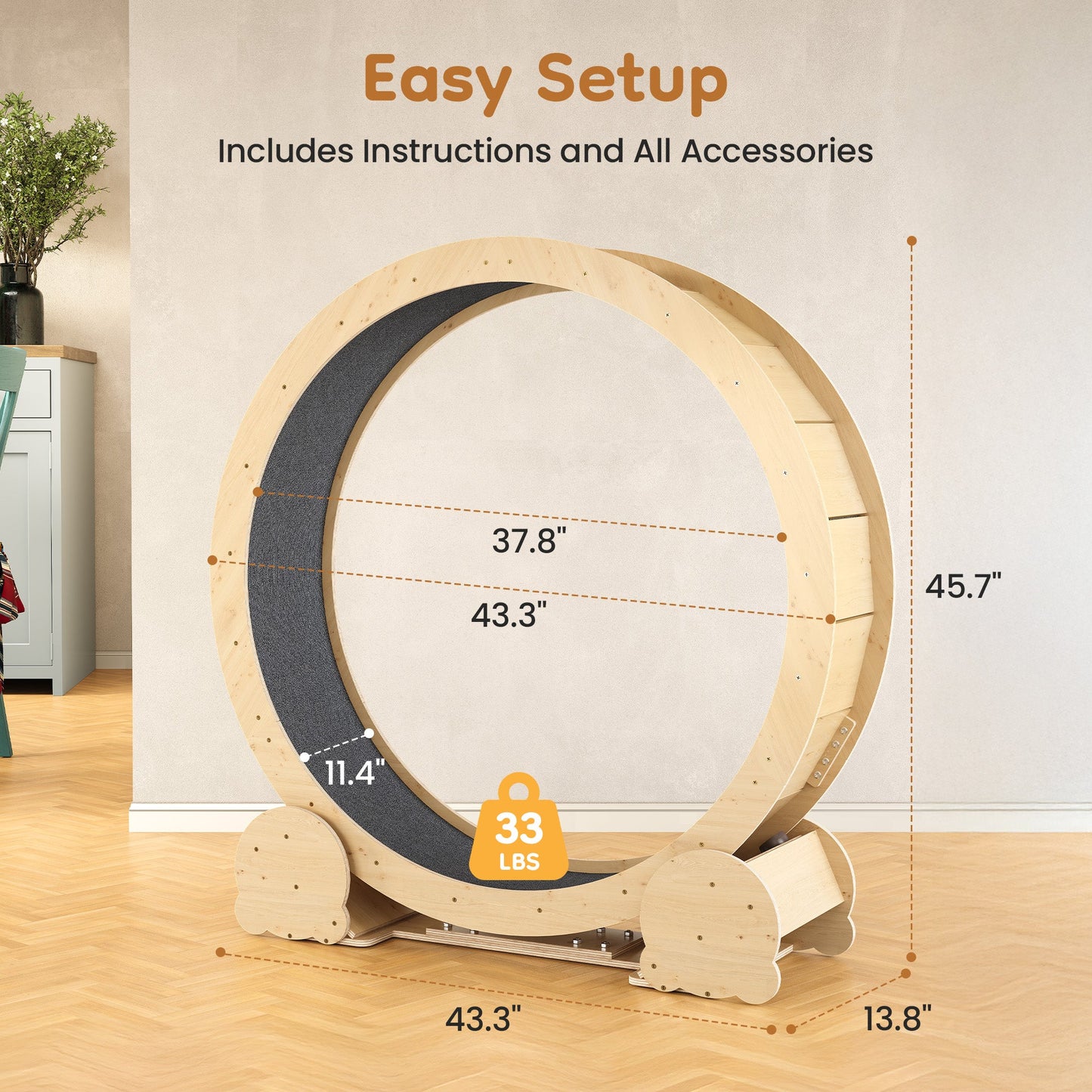 Keygarzone Cat Exercise Wheel for Indoor Cats – 46" Running Treadmill with Felt Track