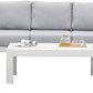Superjoe Outdoor 2 Seats Patio Aluminum Loveseat Furniture, All-Weather Sofa Couch White Metal Chair with Cushions, Light Grey