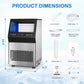 Heynemo commercial Cube Ice Maker Machine: 88-110 lbs/24H, 8-15 Minutes Fast Ice Production, Large Ice Maker with Dual Water Supply, Energy-Efficient for Home, Bar & Restaurant, Sliver