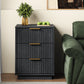 Heynemo Low 3-Drawer Dresser Set of 2, Modern Storage Cabinet with Wavy Drawers for Bedroom, Hallway, or Living Room, Black