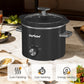 2QT Small Slow Cooker with Removable Ceramic Pot, 3 Heating Settings, Dishwasher-Safe Glass Lid, Black