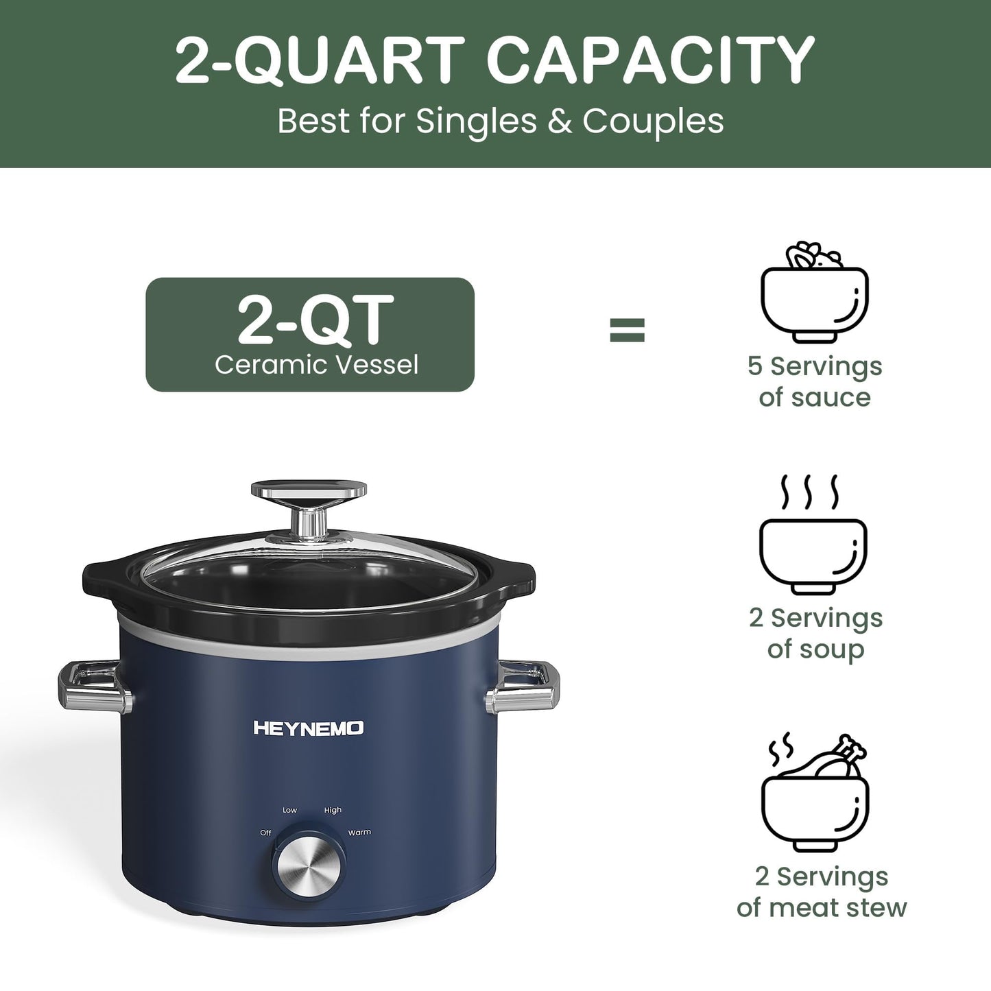 RoyalCraft 2 quart slow cooker small slow cooker mini crock pot 2QT ceramic pot 2 quart crock pot crock pot slow cookers portable crock pot travel crockpot dip crock pot dip pot 2qt