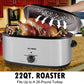 Superjoe 22 Quart Roaster Oven Turkey Oven Chicken Roaster for Cooking Warming, Stainless Steel Silver