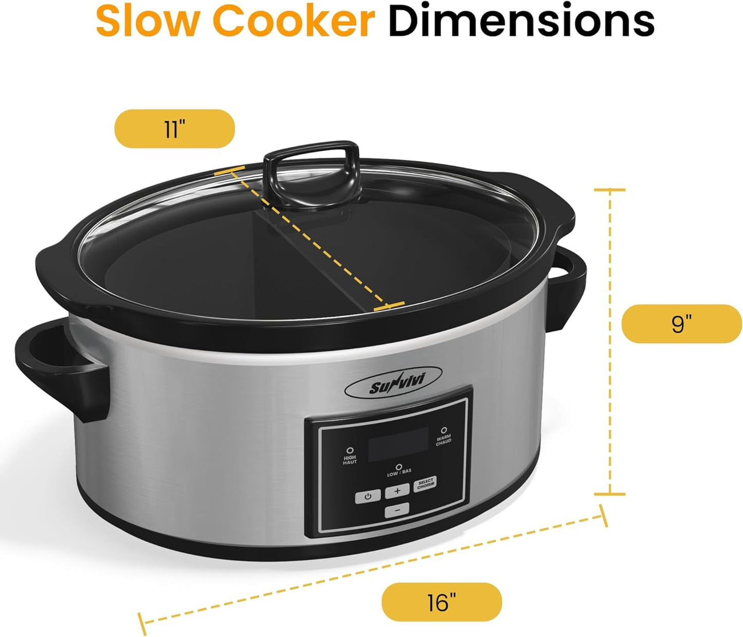 Sunvivi Programmable 6 qt 2-Crock Black Slow Cookers