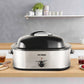 CozyHom 18 Quart Electric Roaster Oven Stainless Steel Roaster Oven for Turkey With Self-Basting Lid Removable Insert Pot, Silver