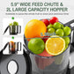 Heynemo Cold Press Juicer Machine, 5.9" Wide Feed Chute, Masticating, Dual-Layer Strainer - Black