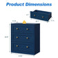 May in Color 3-Drawer Nightstand, Modern Bedside Table with Gold Knobs, Wooden End Table for Bedroom, Living Room, Hallway, or Closet, Blue