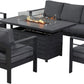 Superjoe 5 Piece Aluminum Outdoor Patio Bar Set with Fire Pit Table, Dark Gray