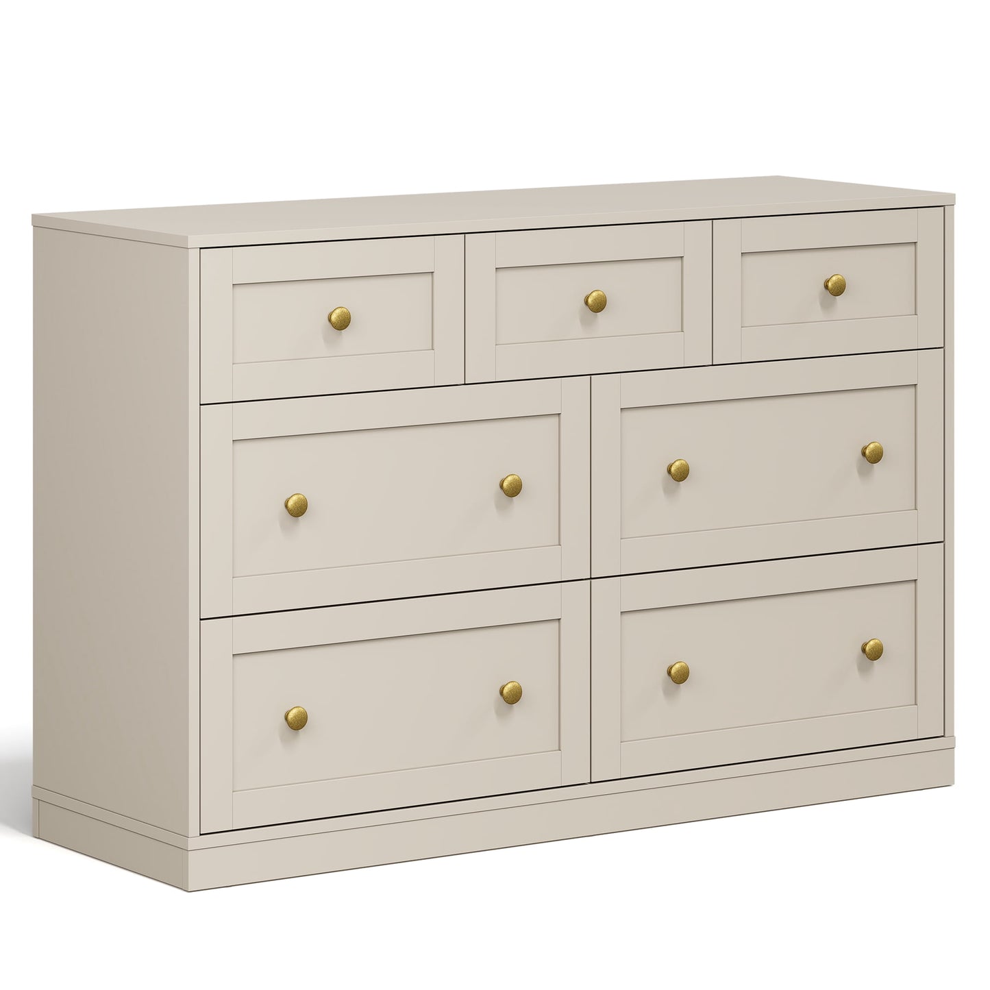Heynemo Dresser for Bedroom with 7 Drawers, Wood Drawer Organizer for Bedroom, Living Room, Hallway, Beige