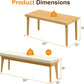 RoyalCraft Acacia 3 Pieces Patio Dining Set with Dining Table and Bench, All-Weather Wood Bench with Cushions, Modern Outdoor Dining Furniture Set for Lawn, Backyard, Garden, Deck, Beige