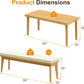 RoyalCraft Acacia 3 Pieces Patio Dining Set with Dining Table and Bench, All-Weather Wood Bench with Cushions, Modern Outdoor Dining Furniture Set for Lawn, Backyard, Garden, Deck, Beige