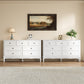 Heynemo Sideboard Buffet Cabinet with Storage, Modern Buffet 7 Drawers with Distinctive Wooden Legs & White Painted Finish, Accent Chest of Drawers TV Stand for Living Room, Hallway