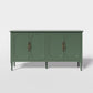 Superjoe Console Cabinet, 58'' Mid Century Modern Pantry Cabinet, Wood Buffet Cabinet, Media Cabinet with 4 Doors, Accent Cabinet for Entryway, Living Room, Bedroom, Dining Room (Green)