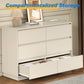 May in Color 6 Drawer Dresser with Charging Station for Bedroom, Beige