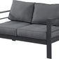 Superjoe Outdoor 2 Seats Patio Aluminum Sofa Furniture, All-Weather Couch Loveseat Gray Metal Chair with Cushions, Dark Grey