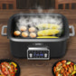Sunvivi 8-Quart 12-in-1 Programmable Slow Cooker Roaster Oven, Multi-Cooker with Digital Timer, Adjustable Temperature, Removable Non-Stick Pot & Dishwasher-Safe Glass Lid, Black