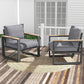Royalcraft Aluminum Outdoor Armchair, 2 Pieces All-Weather Metal Patio Single Sofa, Patio Conversation Set for Porch Backyard Garden, Grey