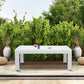 Superjoe Outside Patio Aluminum Coffee Table, Outdoor End Table with Aluminum Frame, Modern All-Weather Metal Rectangle Table Garden Furniture, White
