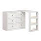Heynemo Extendable Makeup Vanity Desk with 3 Side Shelves, L-Shaped Vanity Table and Dresser Combo with 6 Drawers, Modern Dressing Table for Bedroom, Dressing Room, White