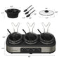 Sunvivi Slow Cooker with 10 Cooking Liners, 3 Pot 1.5 Quart Oval Crock Food Warmer Buffet Server, Stainless Steel, Silver
