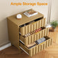 Cozy Home Fluted 3 Drawer Dresser Set of 2, Wood Closet Organizer for Bedroom, Living Room, Entryway, Natural Wood Tone