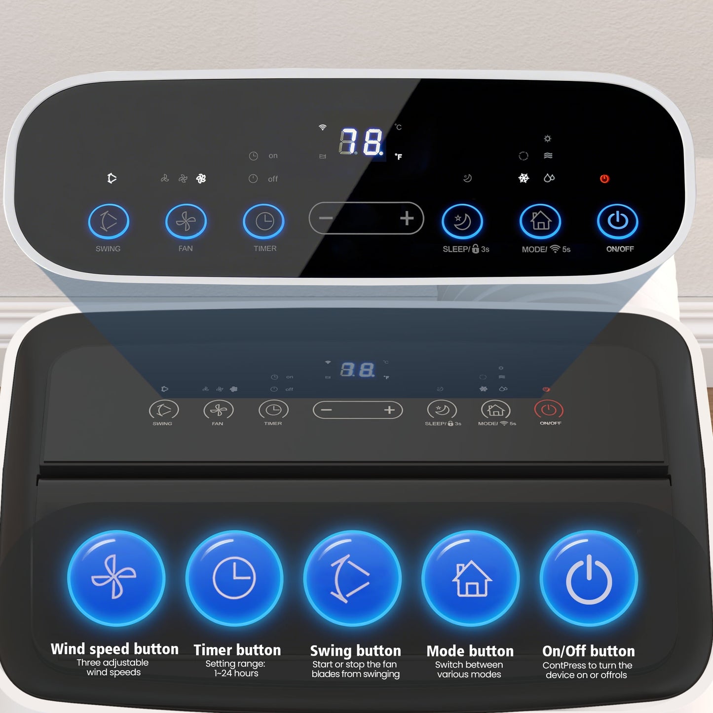 Sunvivi 14,000 BTU 3-in-1 Portable Air Conditioner with Heat, Dehumidifier & Fan