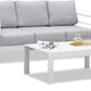 Superjoe Outdoor 2 Seats Patio Aluminum Loveseat Furniture, All-Weather Sofa Couch White Metal Chair with Cushions, Light Grey