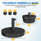 CozyHome Foldable Umbrella Base With 15-18.9in Outdoor Umbrella for Patio, Black