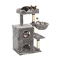 Heynemo Multi-Level Cat Tree Tower for Large Cats with Scratching Posts, Condos, Perch, Hammocks & Toys ÿ Modern Indoor Cat Jungle Gym for 2ÿ3 Cats, 19.7" x 15.7" x 35.8", Grey