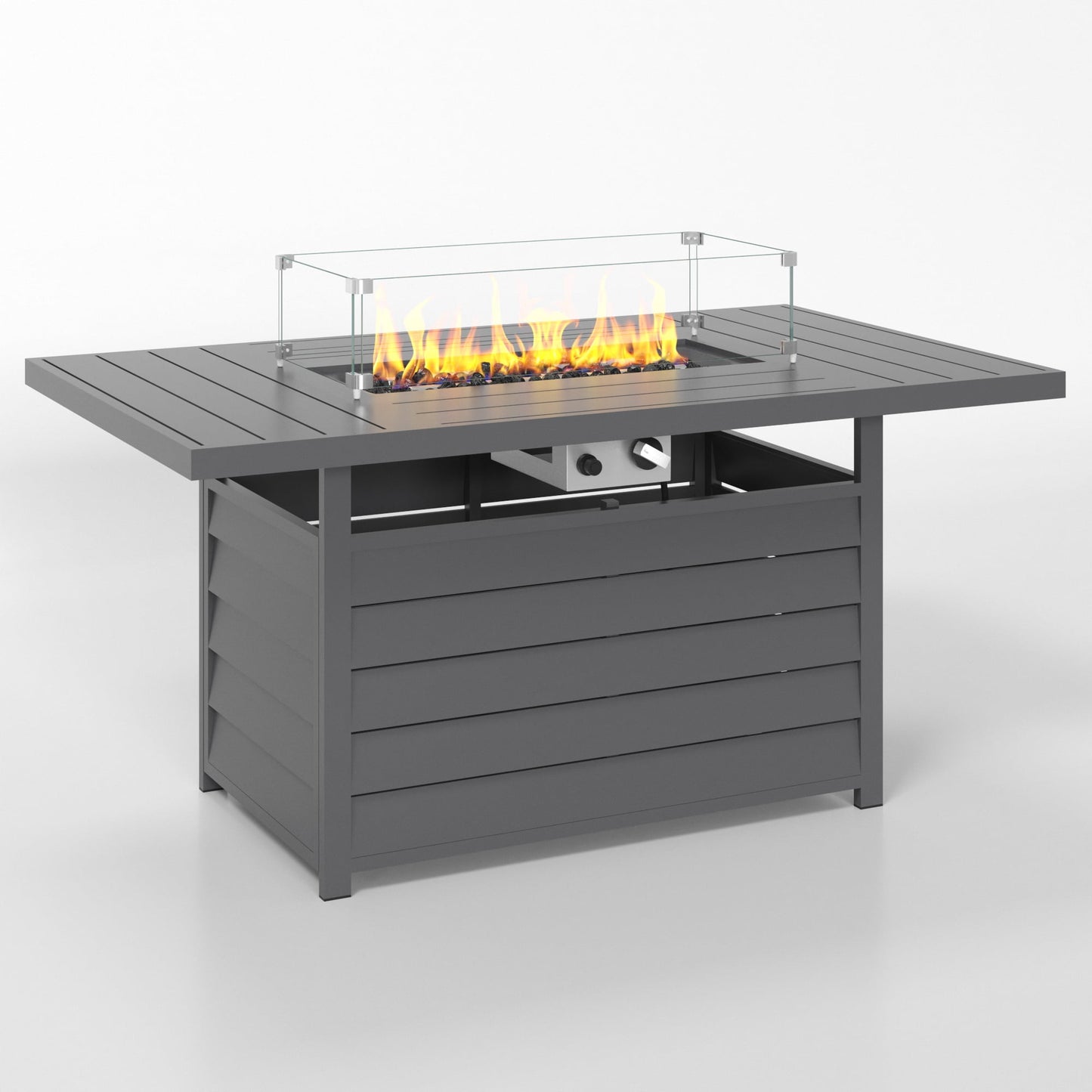 Superjoe Fire Pit Table, 54.3 inch., 50000 BTU Propane Gas Outdoor Fire Table Lava Rock