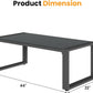 Royalcraft Aluminum Outdoor Coffee Table, All-Weather Metal Rectangular Patio Side Table with Tempered Glass Top, Patio Tables for Porch Backyard Garden, Grey