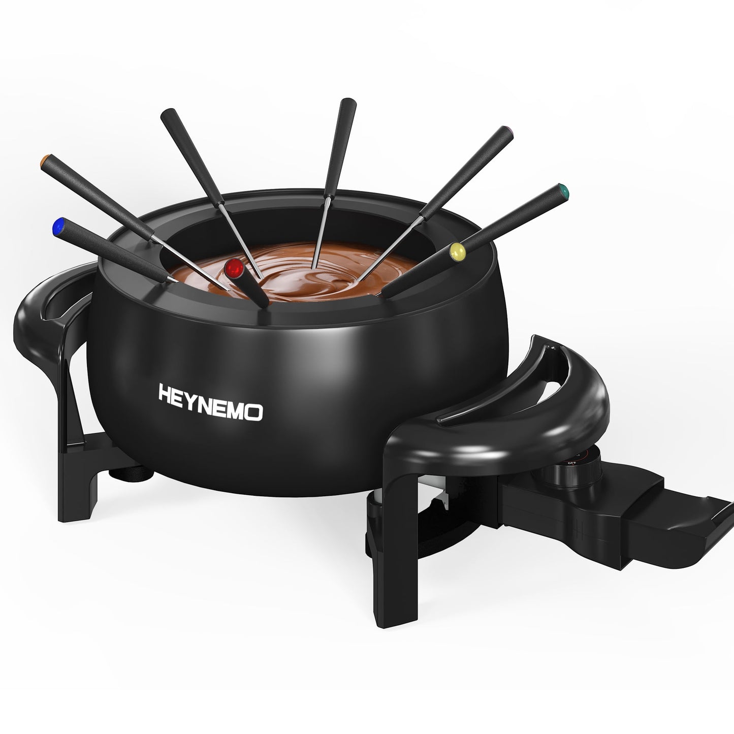 Sunvivi 3 QT Fondue Set, Electric Fondue Pot Set for Melting Chocolate & Cheese, 1000W Non-Stick Fondue Maker with Adjustable Temperature Control and 8 Color-Coded Forks, Ideal for Dessert & Broth