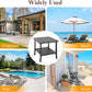Heynemo 2-Tier Storage Square Patio Side Table, Outdoor Coffee Table, All-Weather Metal Patio End Table for Porch Backyard Garden, Black