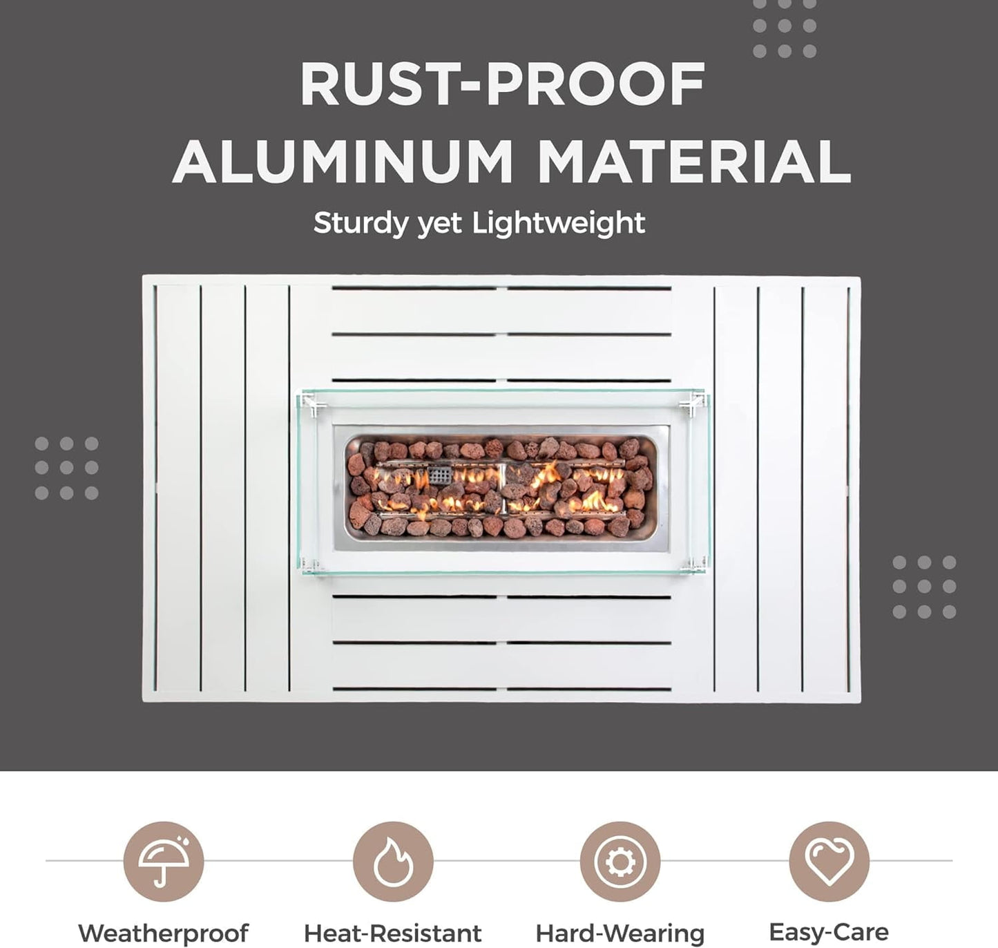 Superjoe 60x50 Rectangular Liquefied Petroleum Aluminum Fire Pit Table with Weather Protection