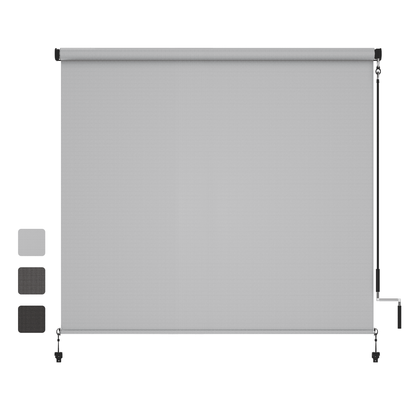 Heynemo 8'x 8' Outdoor Roller Shade, Cordless Patio Shade with Crank Handle, 95% UV Protection Outdoor Blind for Porch, Gazebo, Pergola, Gray