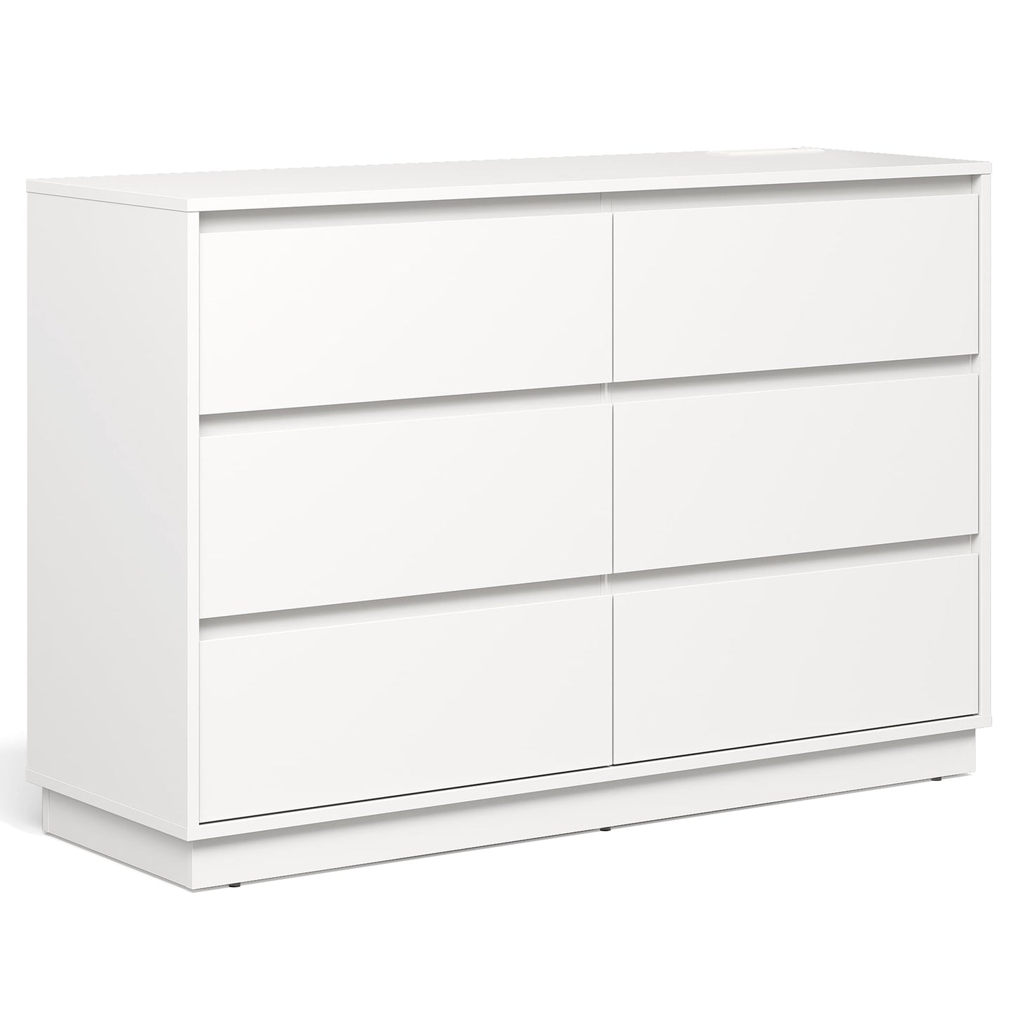 May in Color 6 Drawer Dresser with Charging Station for Bedroom, White
