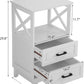 RoyalCraft White Nightstand Set of 2, Wood X-Design Tall Nightstand with 2 Drawers, Modern Side Tables with Storage, Bedside End Tables for Bedroom, Living Room