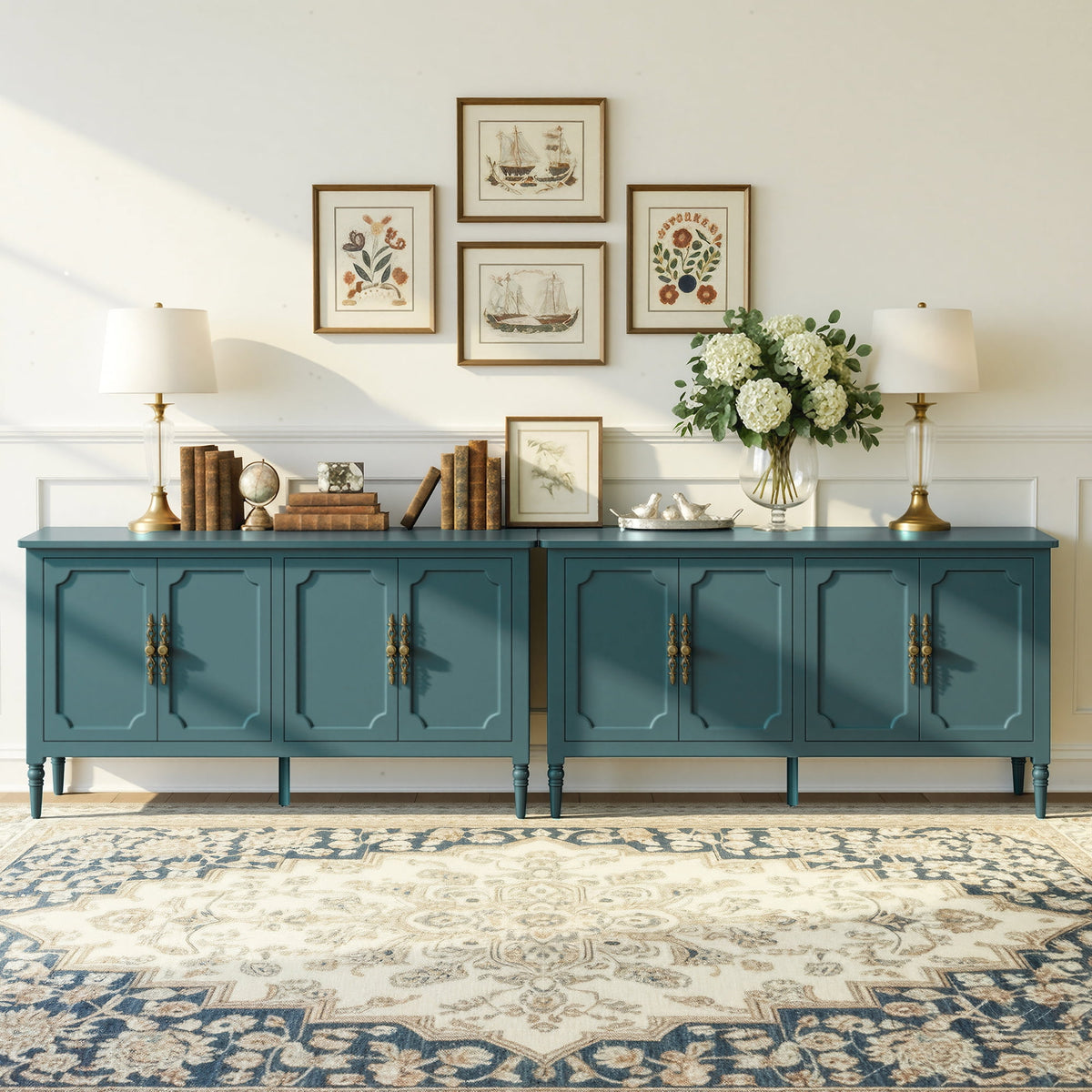 CozyHome Storage Cabinet with 4 Doors and Adjustable Shelves