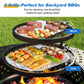 Heynemo 3 in 1 Outdoor Fire Pit for BBQs, Bonfire, Picnic, Wood Burning Fireplace with 2 Grill, Lid, and Fire Poker, 43'' Metal Round Table for Patio, Garden, Backyard