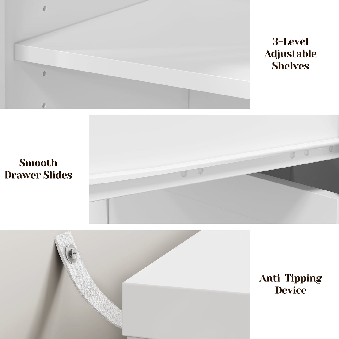Heynemo Makeup Vanity Desk, Extendable Corner Vanity Makeup Table with 3 Drawers & 1 Door, Modern Dressing Table for Bedroom, Vanities for Women/Girls Bedroom (without Mirror)