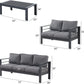Heynemo 4 Pcs Outdoor Furniture Sofa Set Aluminum Patio Conversation Set With Coffee Table and 5 Inches Cushions, Gray