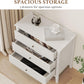 Heynemo White 30" Dressers Set of 2, Modern 3-Drawer Wood Nightstands for Bedroom, Living Room, Entryway
