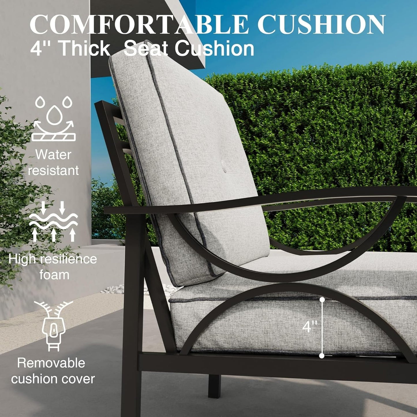 Royalcraft 5-Piece Steel Outdoor Conversation Sets with Coffe Table, Grey/Coffee